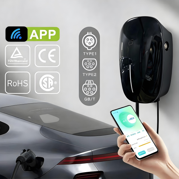 Type 2 Wall-mounted EV Charger 7kW 11kW 22kW AC EU Electric Vehicle Charging Station CE TUV Certified for Home Residential Use