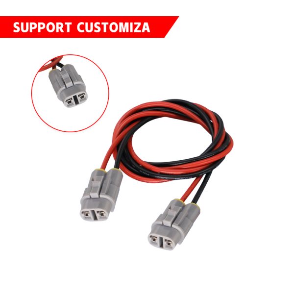 2 Pin Automotive Waterproof Connector Pigtail Harness Grey Sealed Auto Electrical Plug with Red Black Wire Custom Wire Harness for Car LED