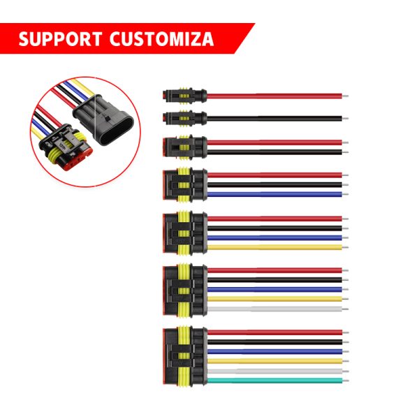 1/2/3/4/5/6 Pin Automotive Waterproof Connector Wire Harness, IP67 Sealed Auto Electrical Plug Pigtail with Pre‑stripped Wires, Custom Car Wiring Loom for LED Motorcycle EV