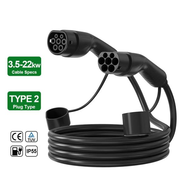 Custom Length 3 Phase 22kW EU Dual Head EV Charger Cable Electric Vehicle Charging Harness OEM for Charging Station Project