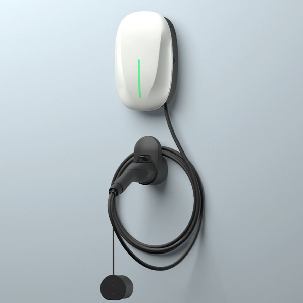 Smart Type 2 EV Wallbox 7kW 11kW 22kW Silver Home Wall Mounted AC Electric Vehicle Charger with Fixed Cable